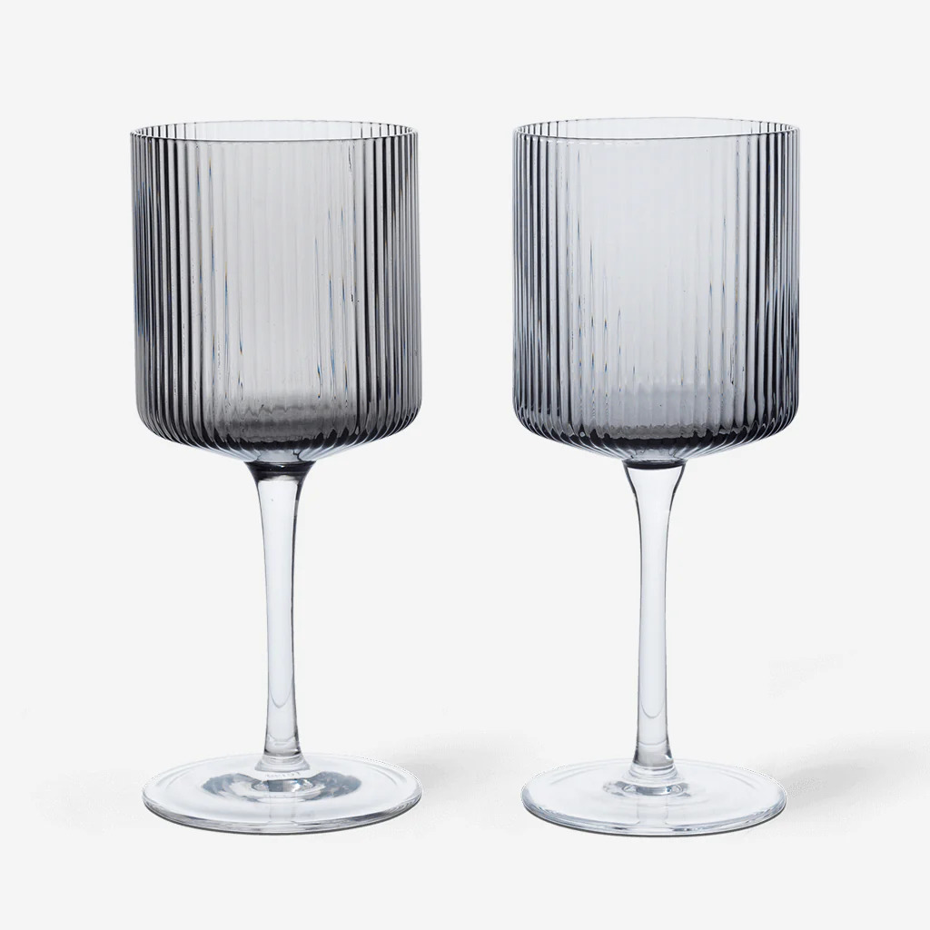Ferm Living Ripple White Wine Glasses Smoke - Image 3