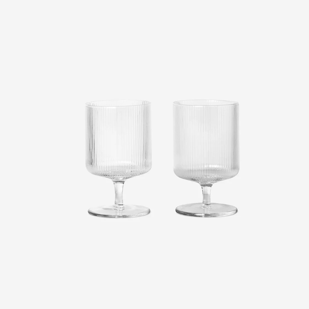 Ferm Living Ripple Wine Glass Set Clear