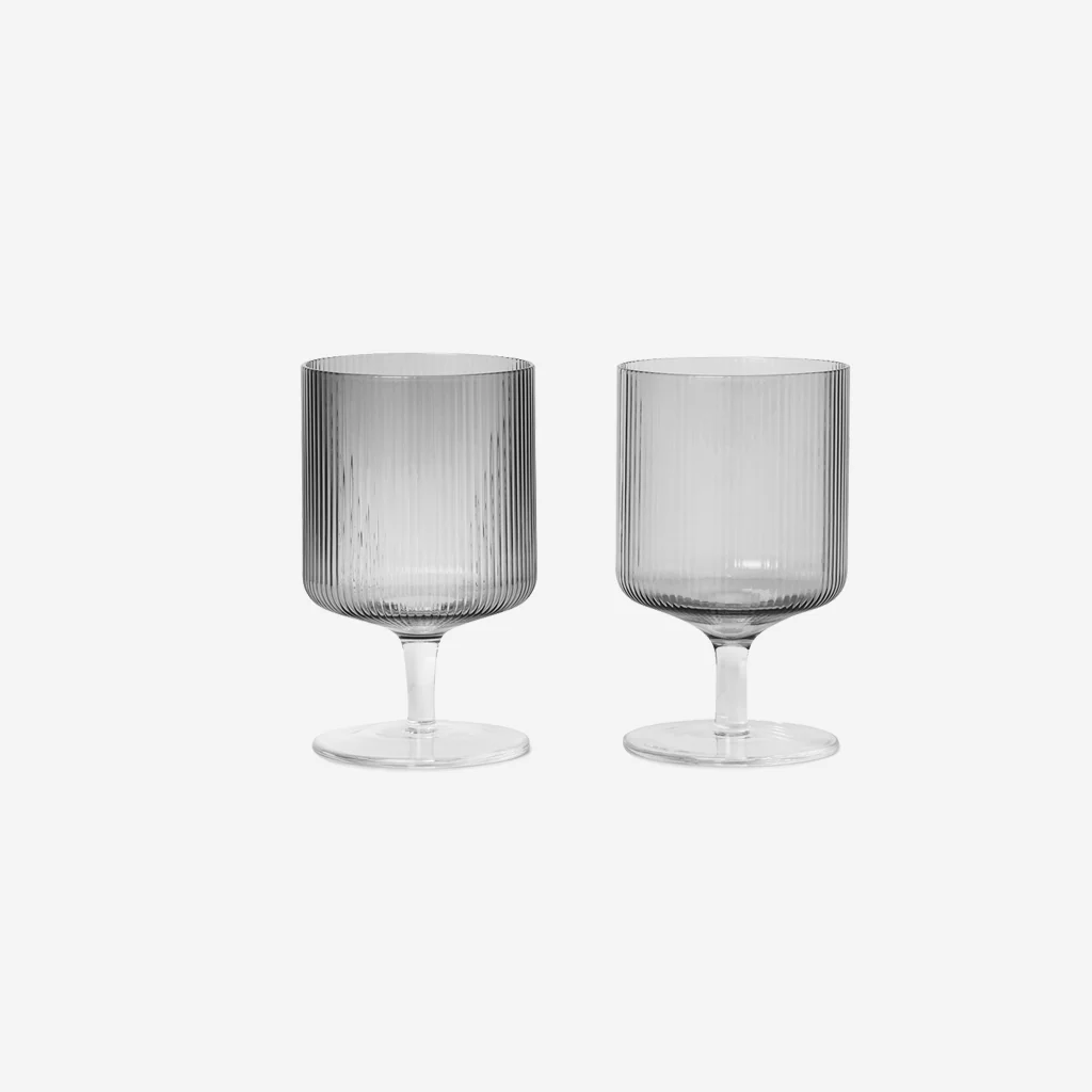 Ferm Living Ripple Wine Glass Set Smoke