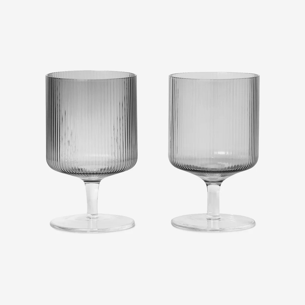Ferm Living Ripple Wine Glass Set Smoke - Image 3