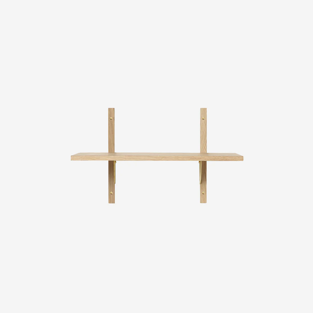 Ferm Living Sector Shelf Single Narrow Oak Brass