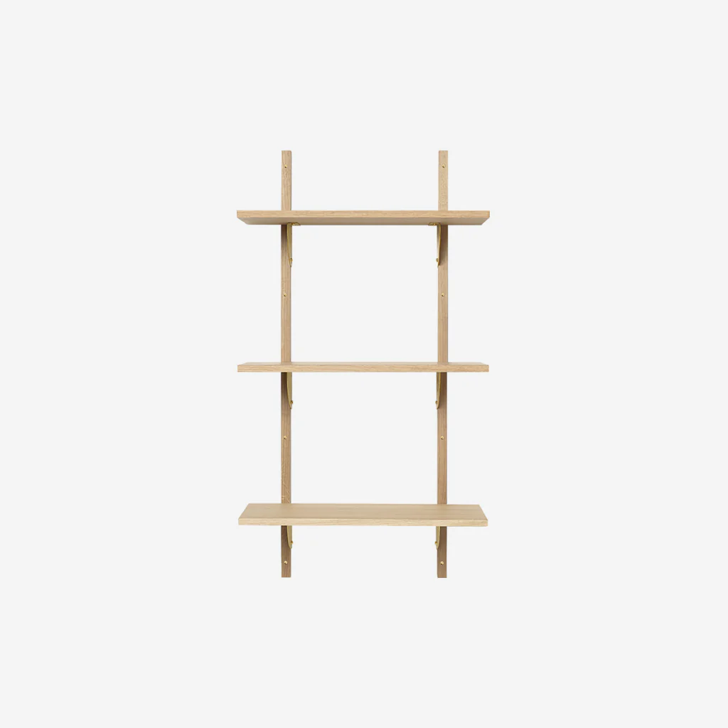 Ferm Living Sector Shelf Triple Narrow Oak Brass