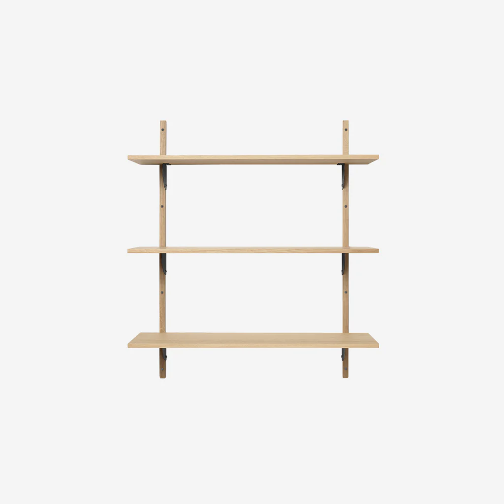 Ferm Living Sector Shelf Triple Wide Oak Black