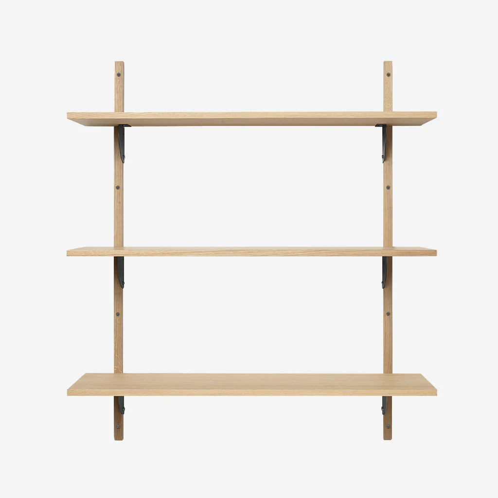 Ferm Living Sector Shelf Triple Wide Oak Black - Image 3