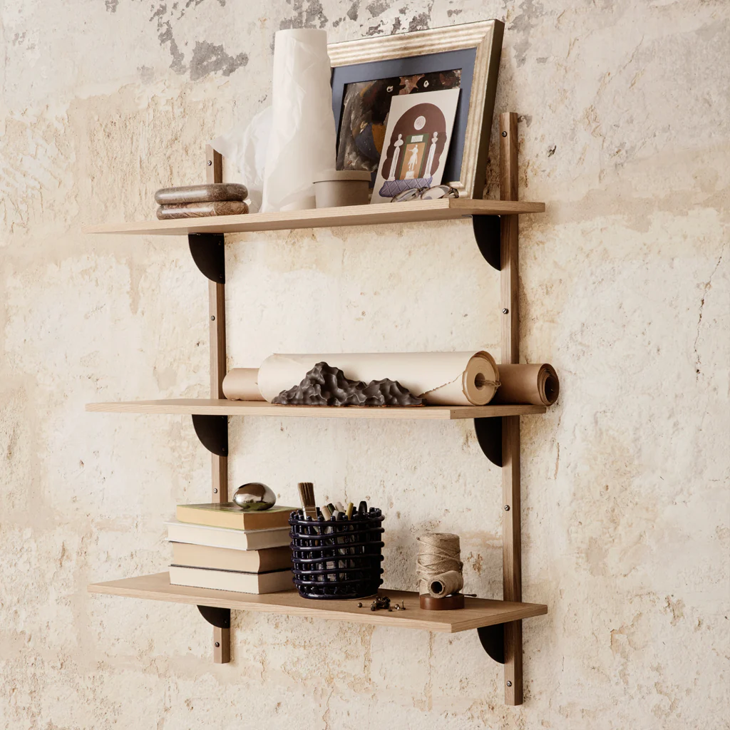 Ferm Living Sector Shelf Triple Wide Oak Black - Image 5