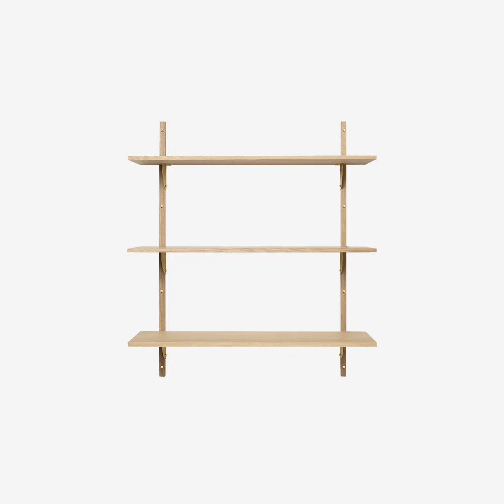 Ferm Living Sector Shelf Triple Wide Oak Brass