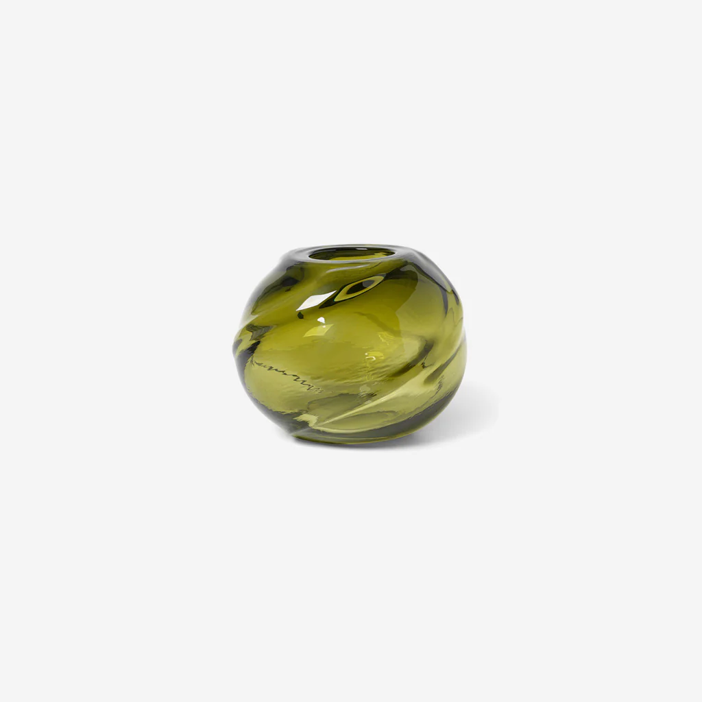 Ferm Living Water Swirl Vase Round Moss Green