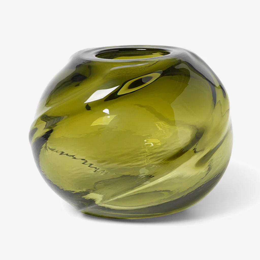 Ferm Living Water Swirl Vase Round Moss Green - Image 3