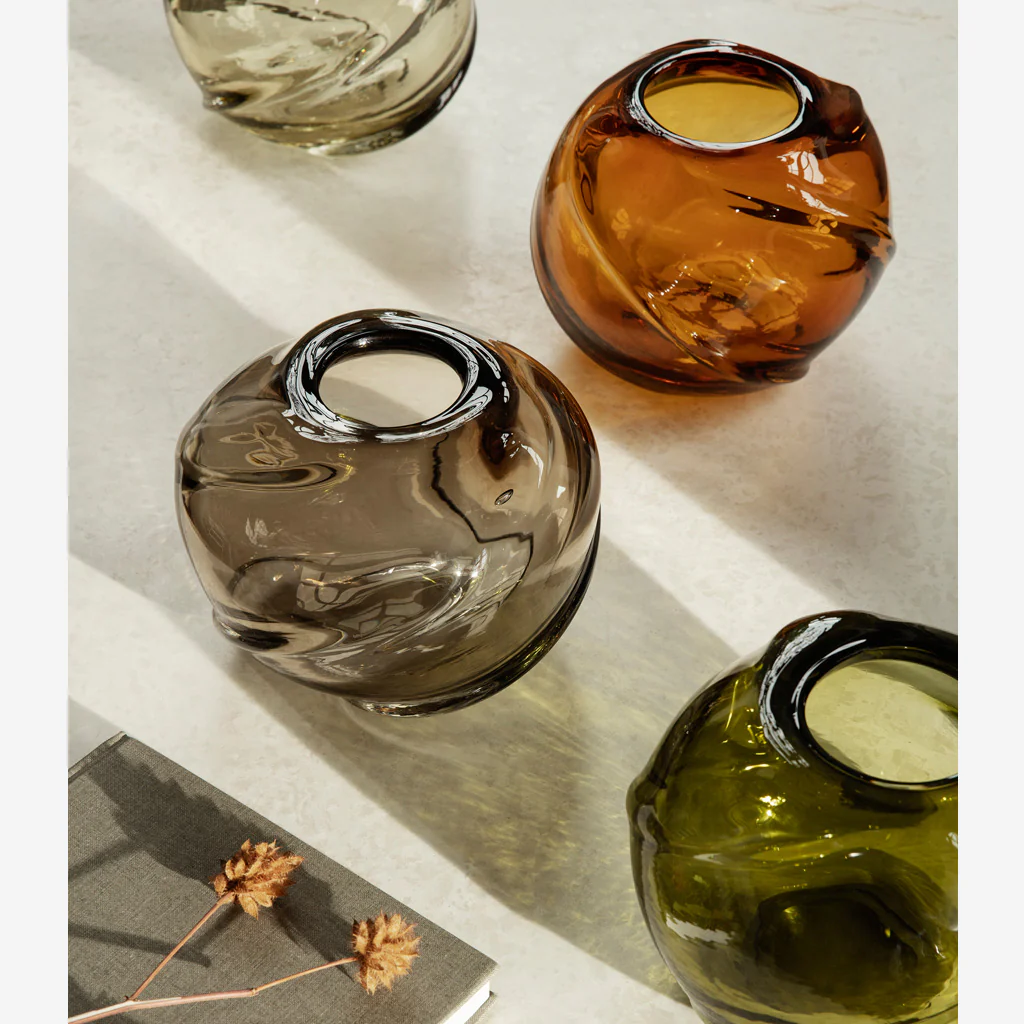 Ferm Living Water Swirl Vase Round Smoked Grey - Image 5