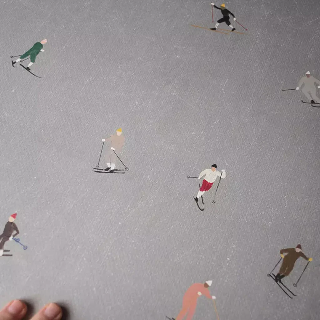 Fine Little Day Skiers Print 70x50cm - Image 4