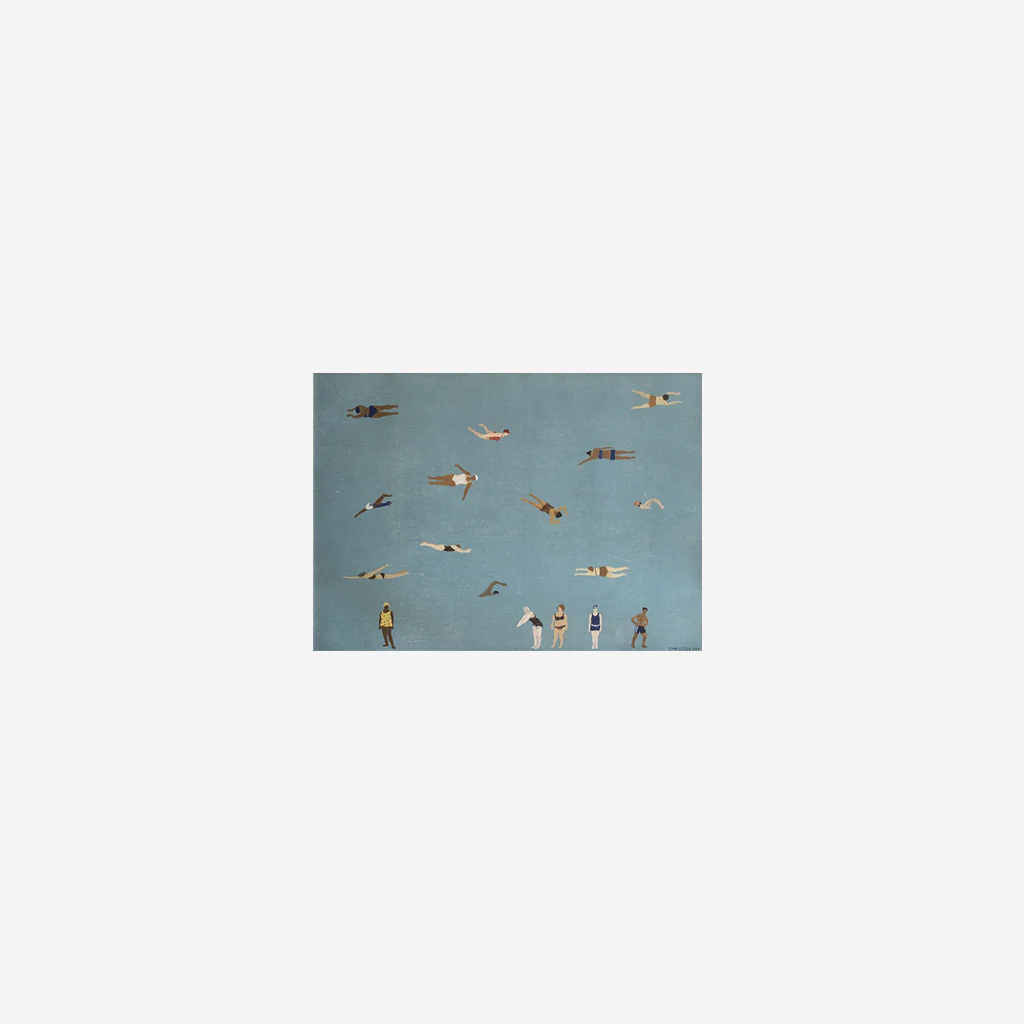 Fine Little Day Swimmers Print Blue 40x50cm