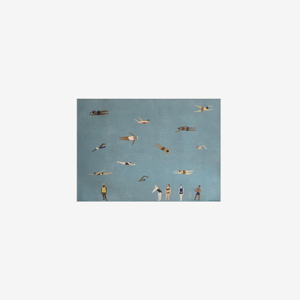 Fine Little Day Swimmers Print Blue 50x70cm