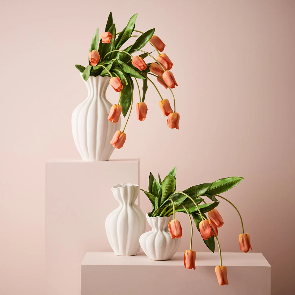 Floral Interiors Basma Vase White Tall - Image 4