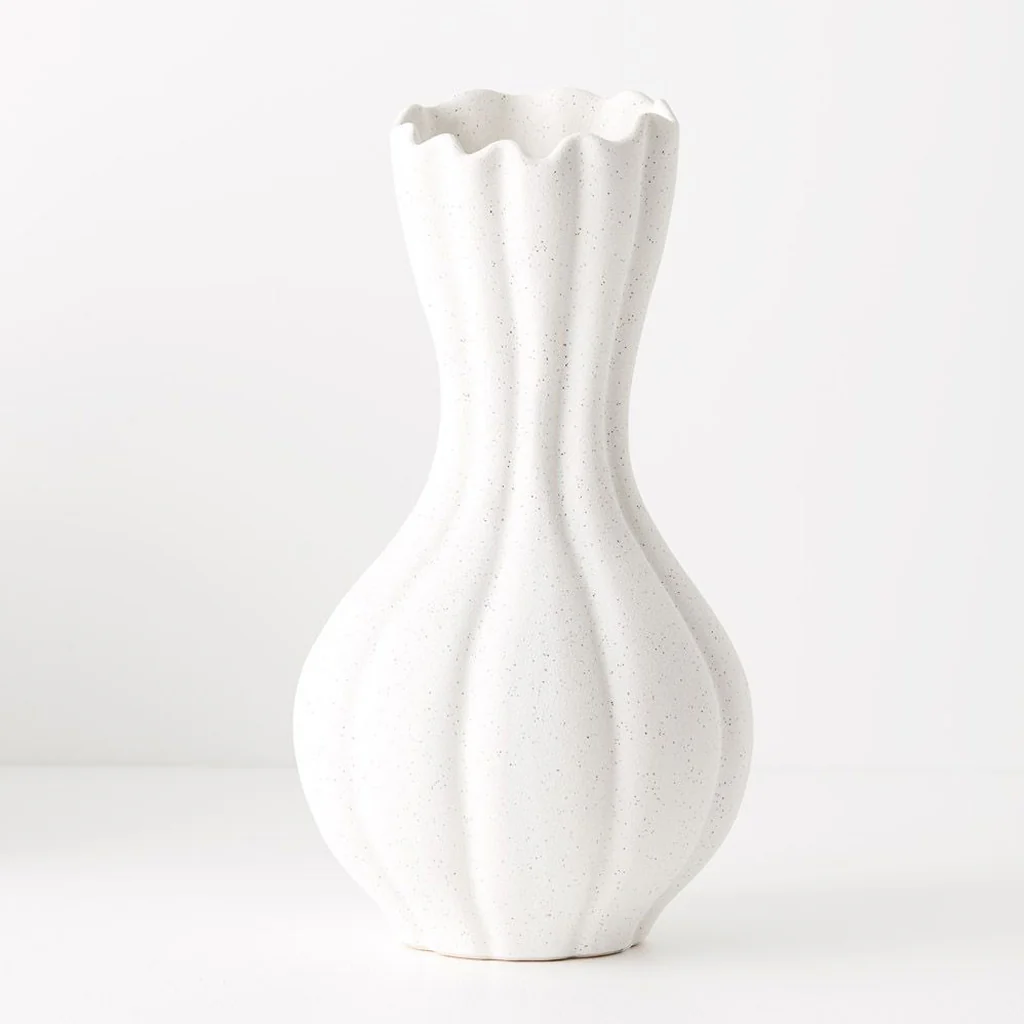 Floral Interiors Hana Vase White Tall - Image 3
