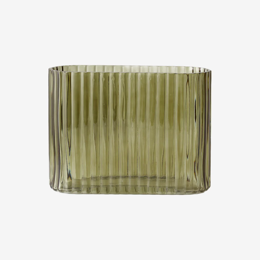 Floral Interiors Ripple Vase Olive Large - Image 2