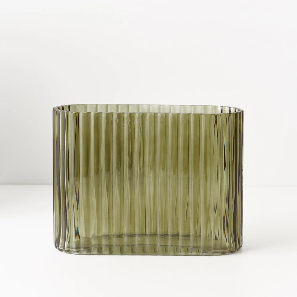 Floral Interiors Ripple Vase Olive Large - Image 3