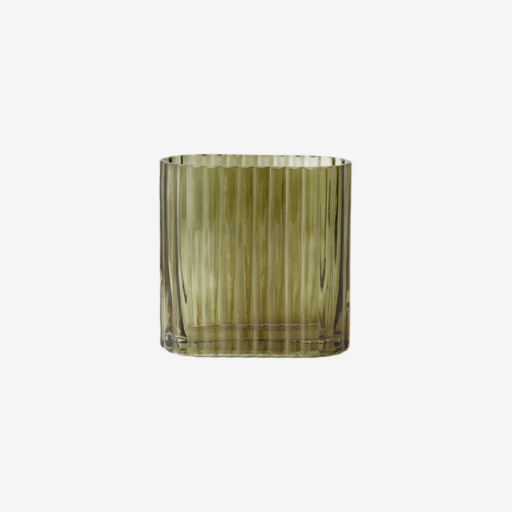 Floral Interiors Ripple Vase Olive Small - Image 3