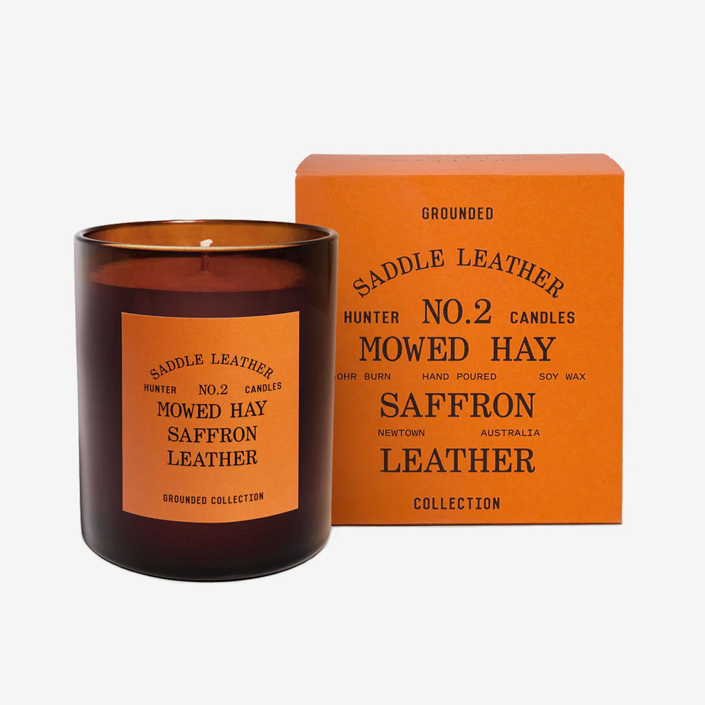 Hunter Candles Saddle Leather / Mowed Hay Saffron Leather Candle - Image 2