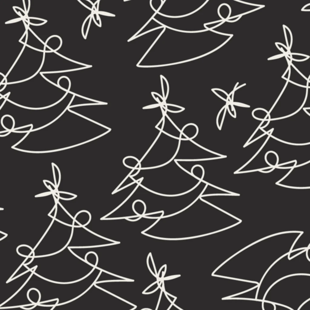 Kinshipped Christmas Tree Lines Black Wrapping Paper - Image 3