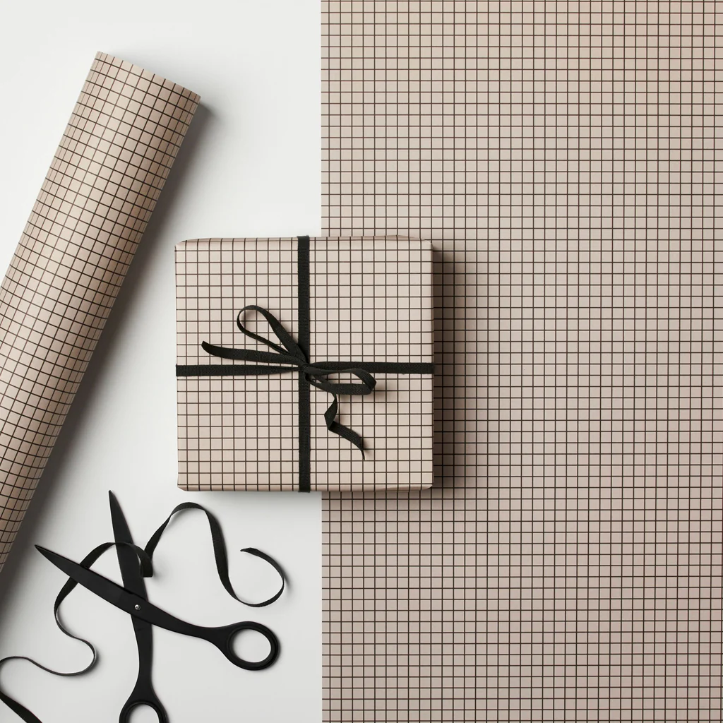 Kinshipped Greige Graph Wrapping Paper