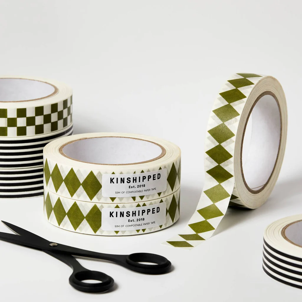 Kinshipped Paper Tape Harlequin Moss Green