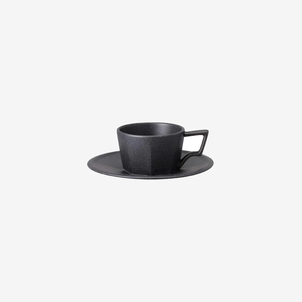 Kinto Oct Cup  & Saucer Black 300ml