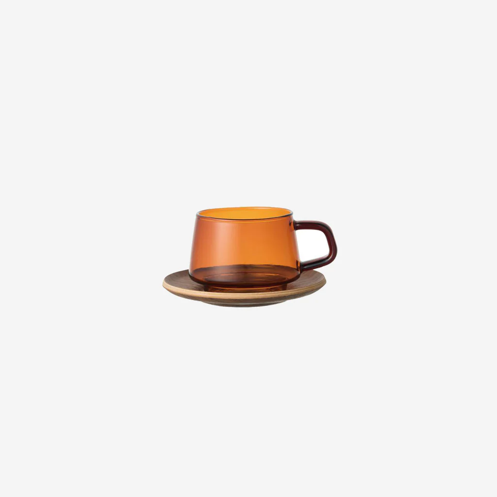Kinto Sepia Amber Glass Cup & Saucer