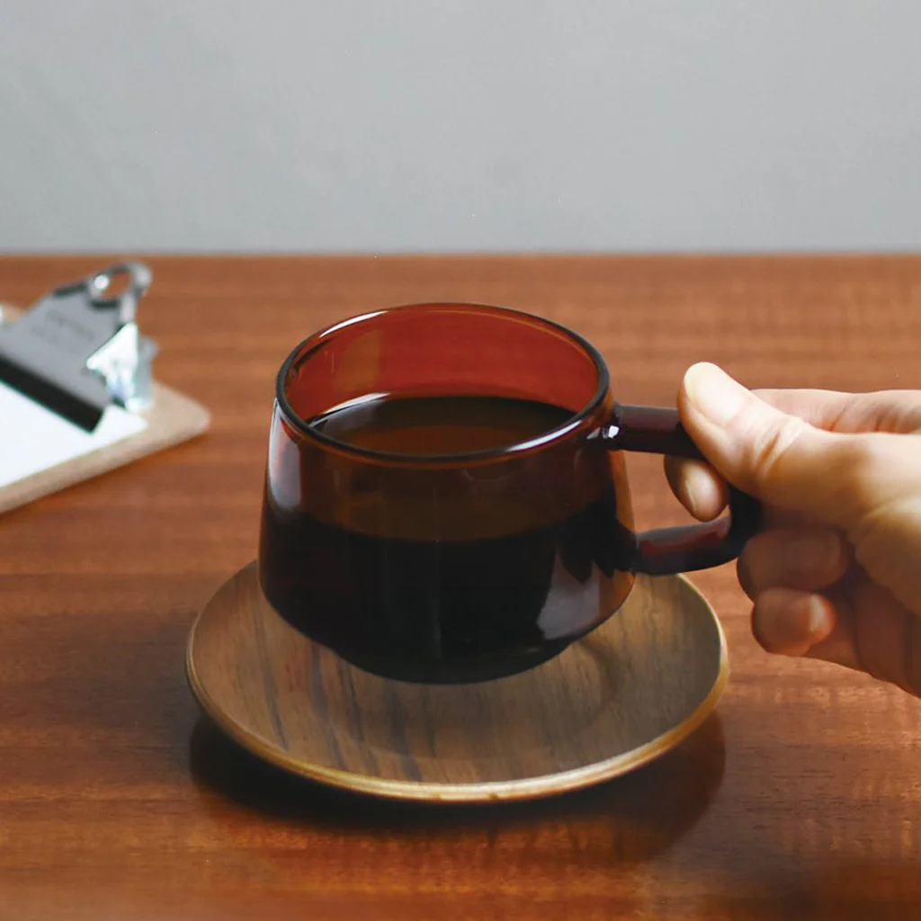 Kinto Sepia Amber Glass Cup & Saucer - Image 3