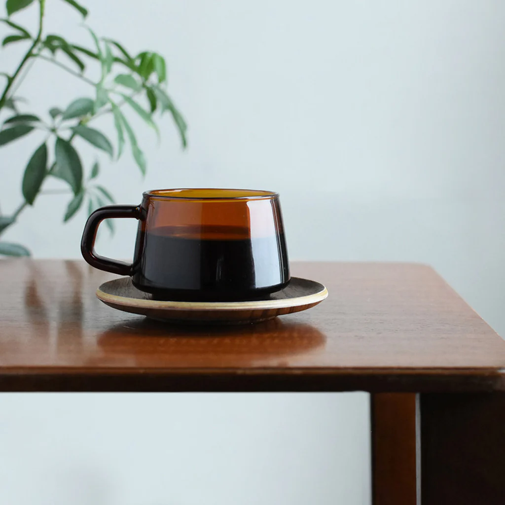 Kinto Sepia Amber Glass Cup & Saucer - Image 4