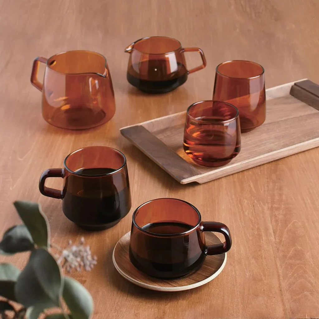 Kinto Sepia Amber Glass Cup & Saucer - Image 5