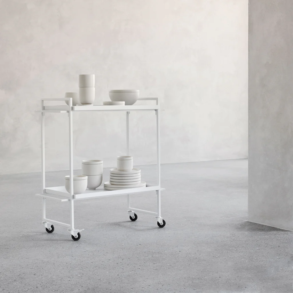 Kristina Dam Bauhaus Bar Trolley White - Image 6