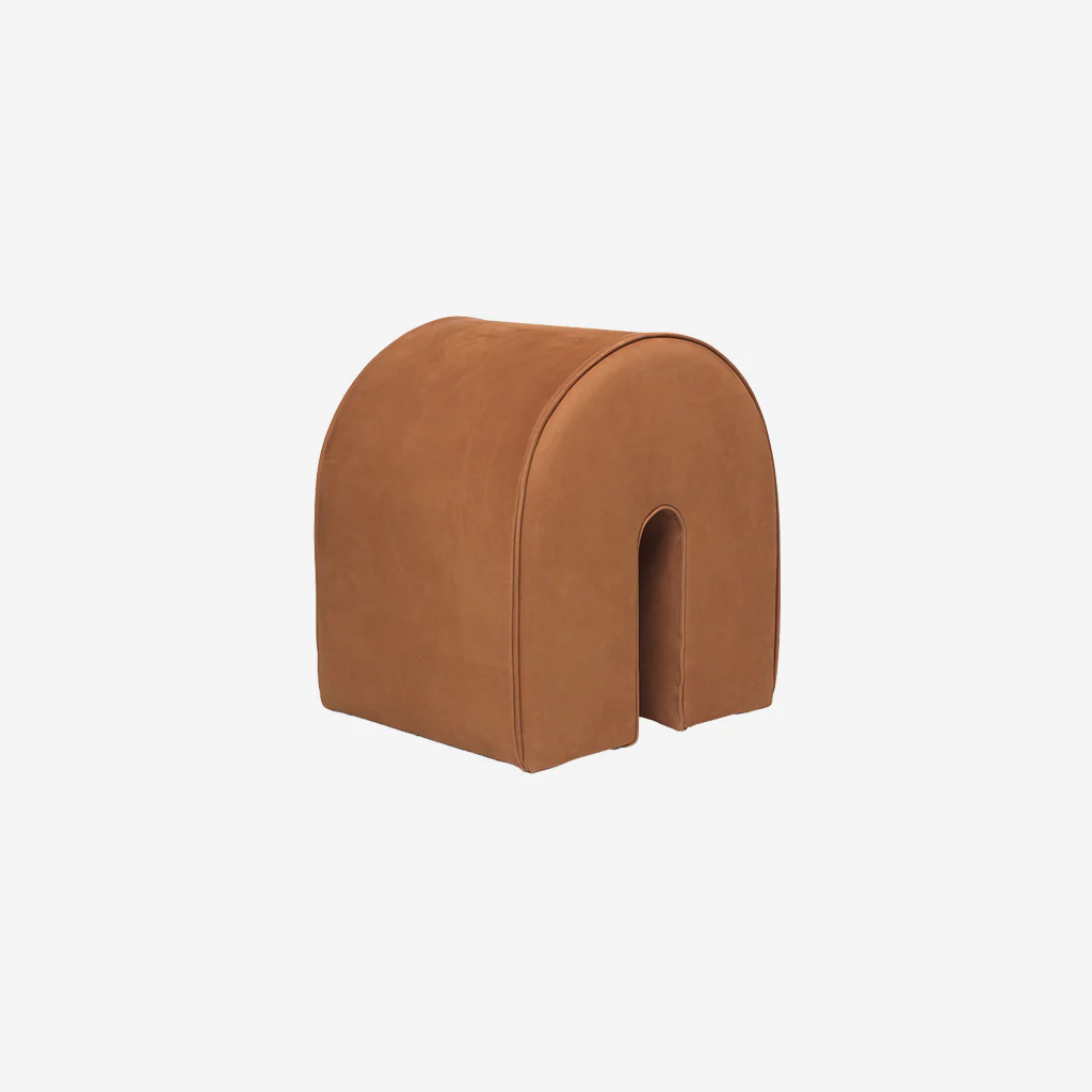 Kristina Dam Curved Pouf Cognac Brown Leather