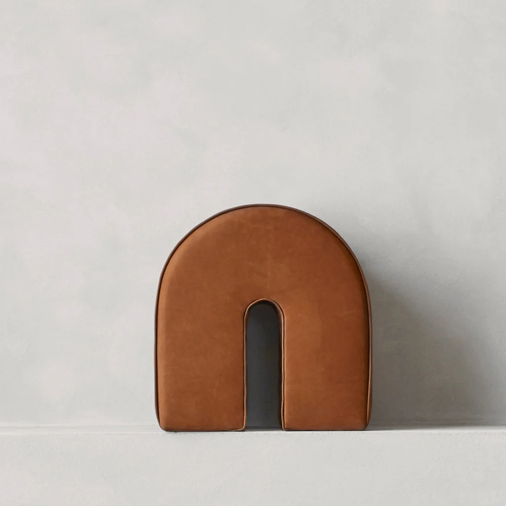 Kristina Dam Curved Pouf Cognac Brown Leather - Image 4