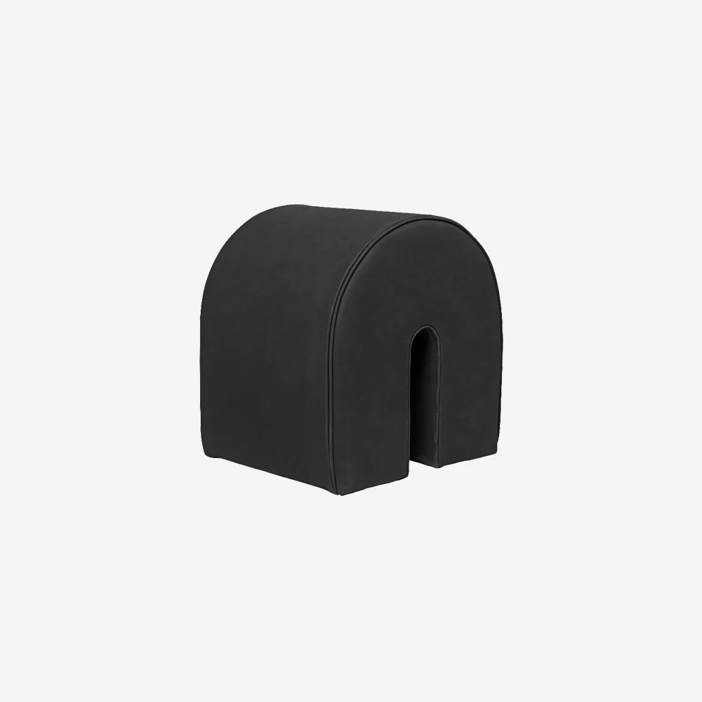 Kristina Dam Curved Pouf Black Leather