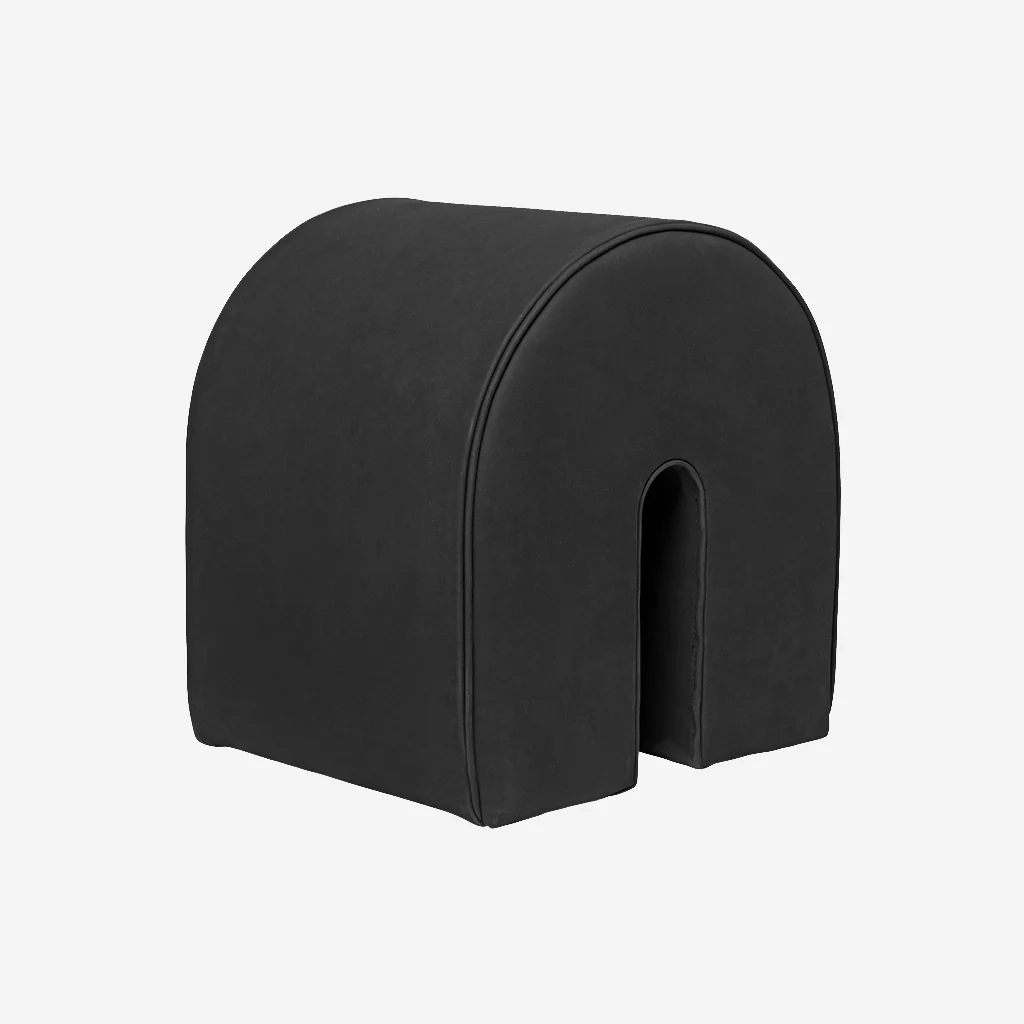 Kristina Dam Curved Pouf Black Leather - Image 3