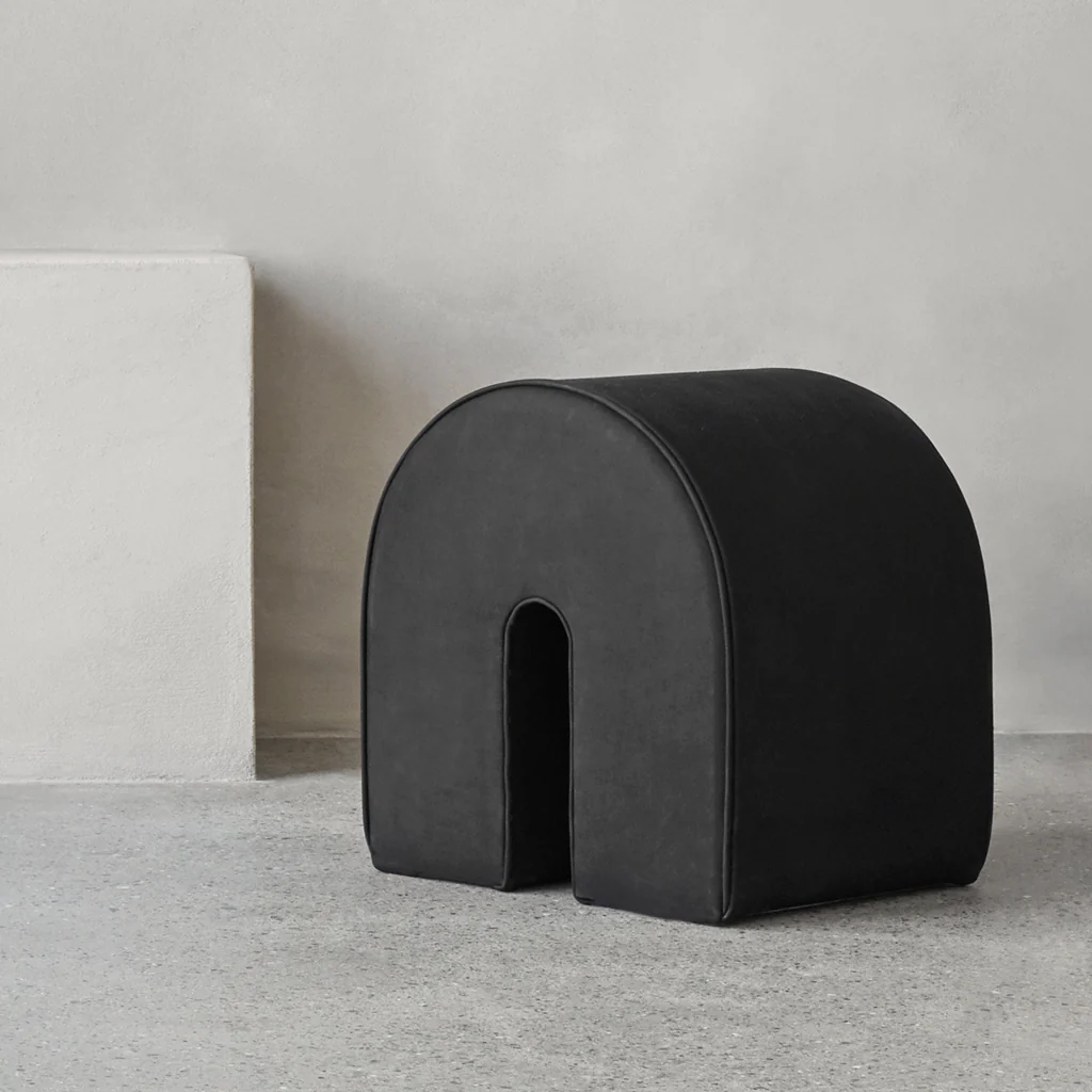 Kristina Dam Curved Pouf Black Leather - Image 5