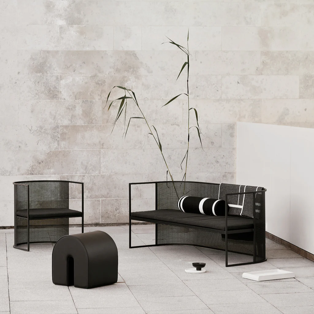Kristina Dam Minimal Bolster Cushion Black White Wool - Image 2