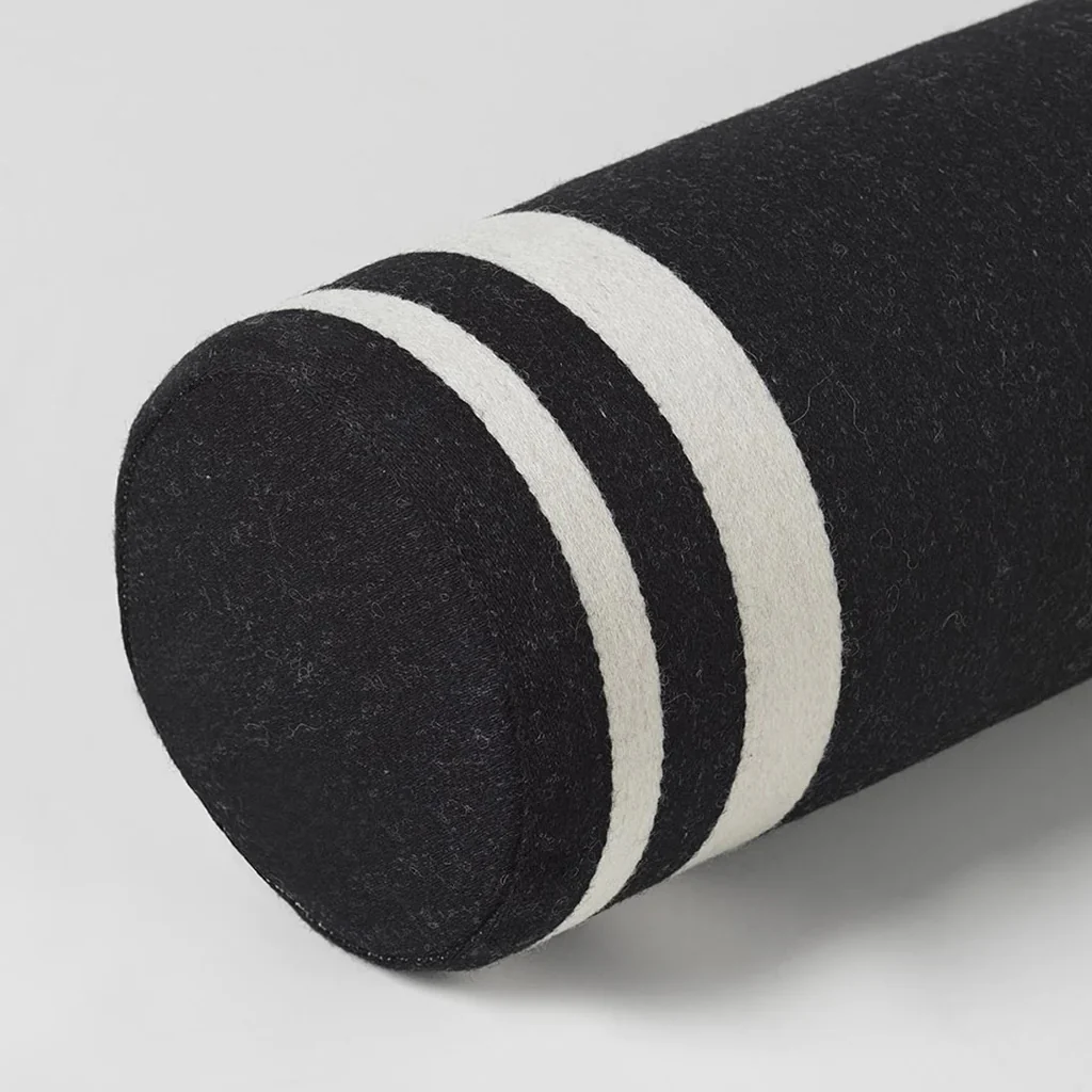 Kristina Dam Minimal Bolster Cushion Black White Wool - Image 3