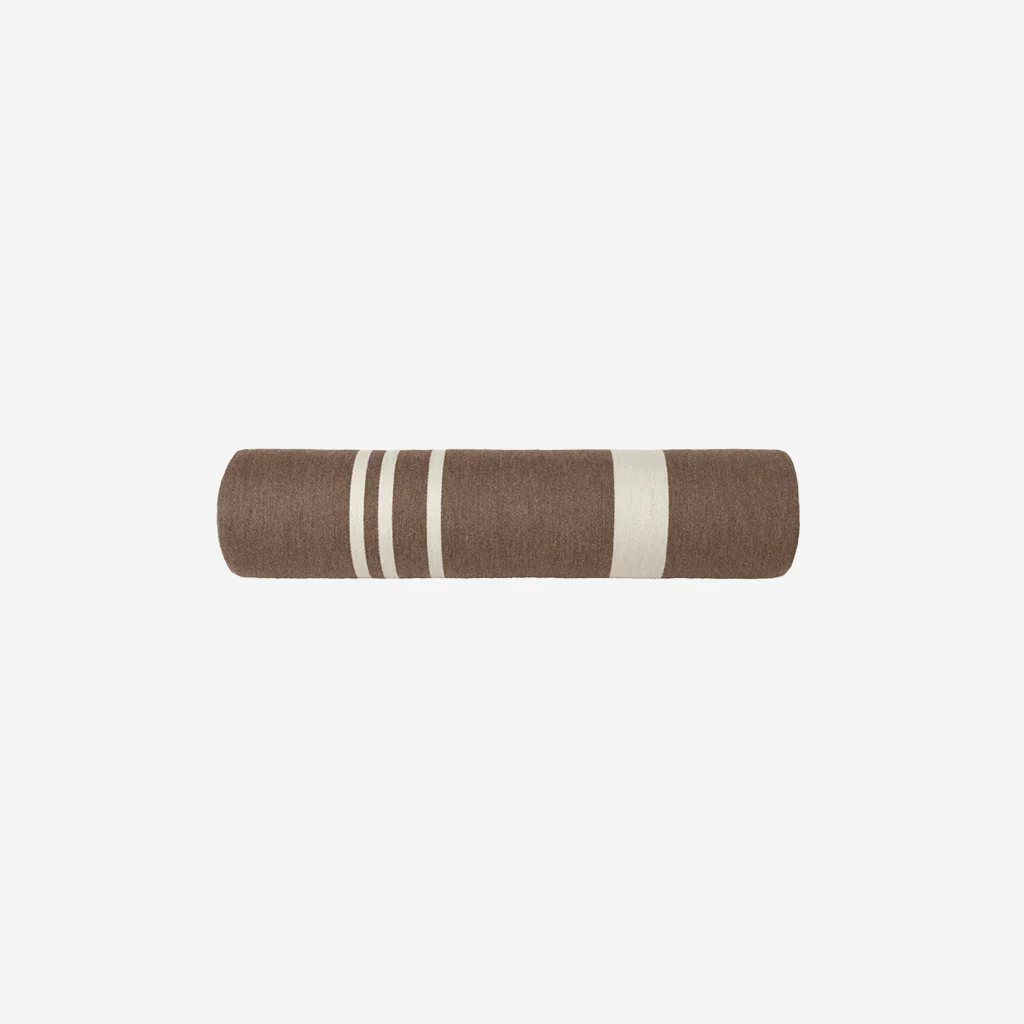 Kristina Dam Minimal Bolster Cushion Cognac Brown White Wool