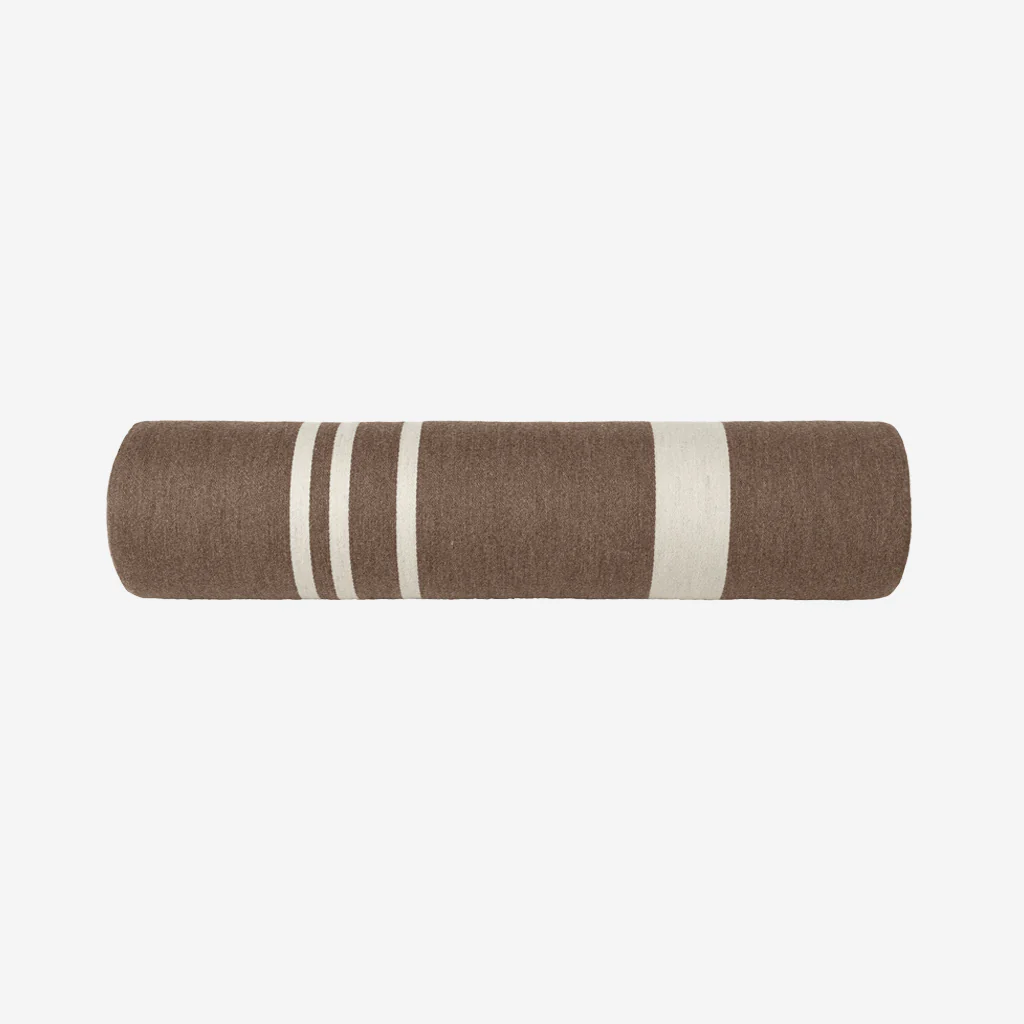 Kristina Dam Minimal Bolster Cushion Cognac Brown White Wool - Image 5
