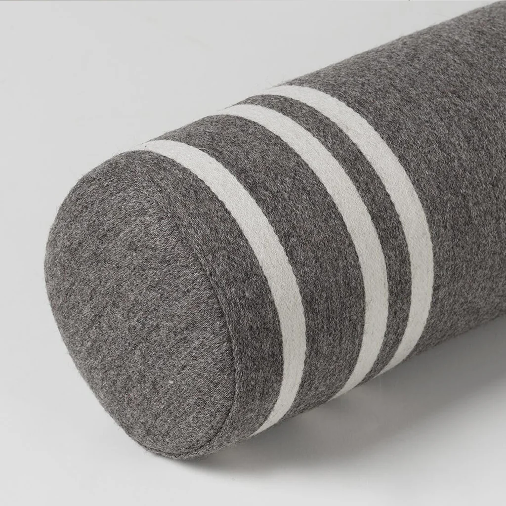 Kristina Dam Minimal Bolster Cushion Grey White Wool - Image 3