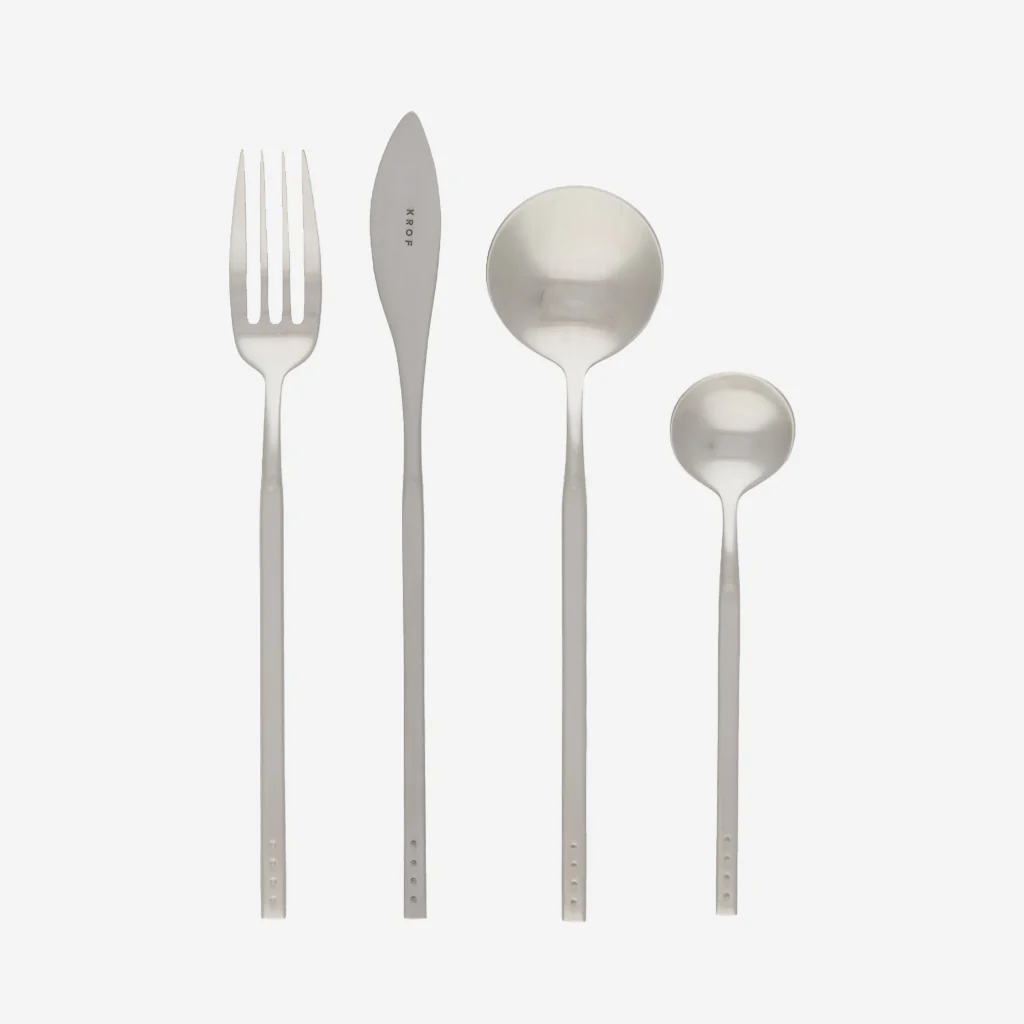 KROF Cutlery Set 24 Piece Brushed Silver - Image 12