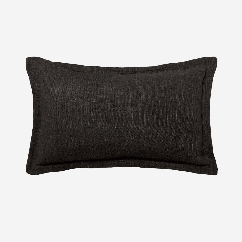 L&M Home Burton Rectangle Linen Cushion Liquorice - Image 3