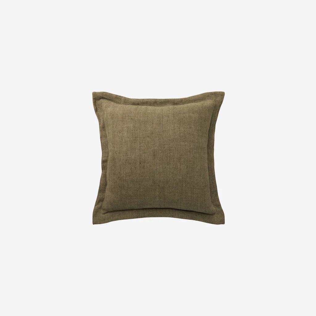 L&M Home Burton Square Linen Cushion Khaki