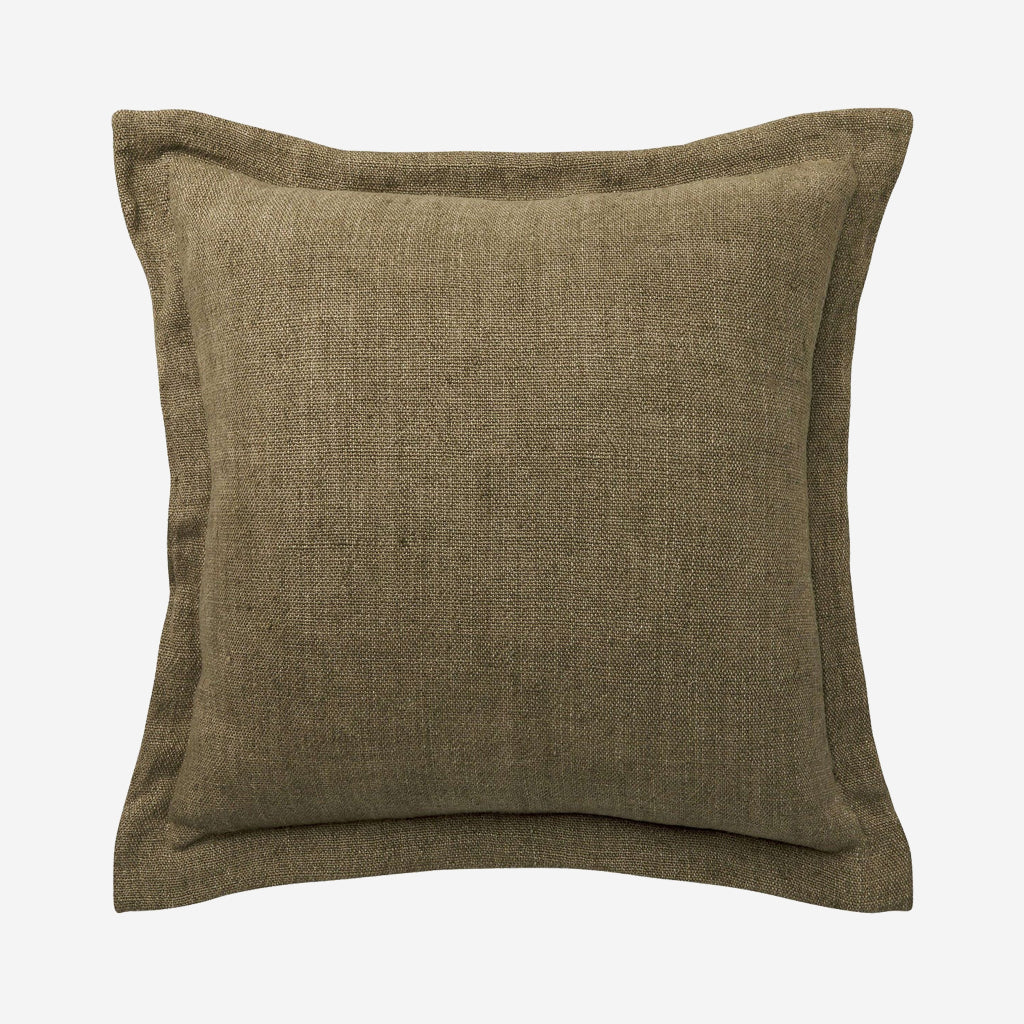 L&M Home Burton Square Linen Cushion Khaki - Image 3