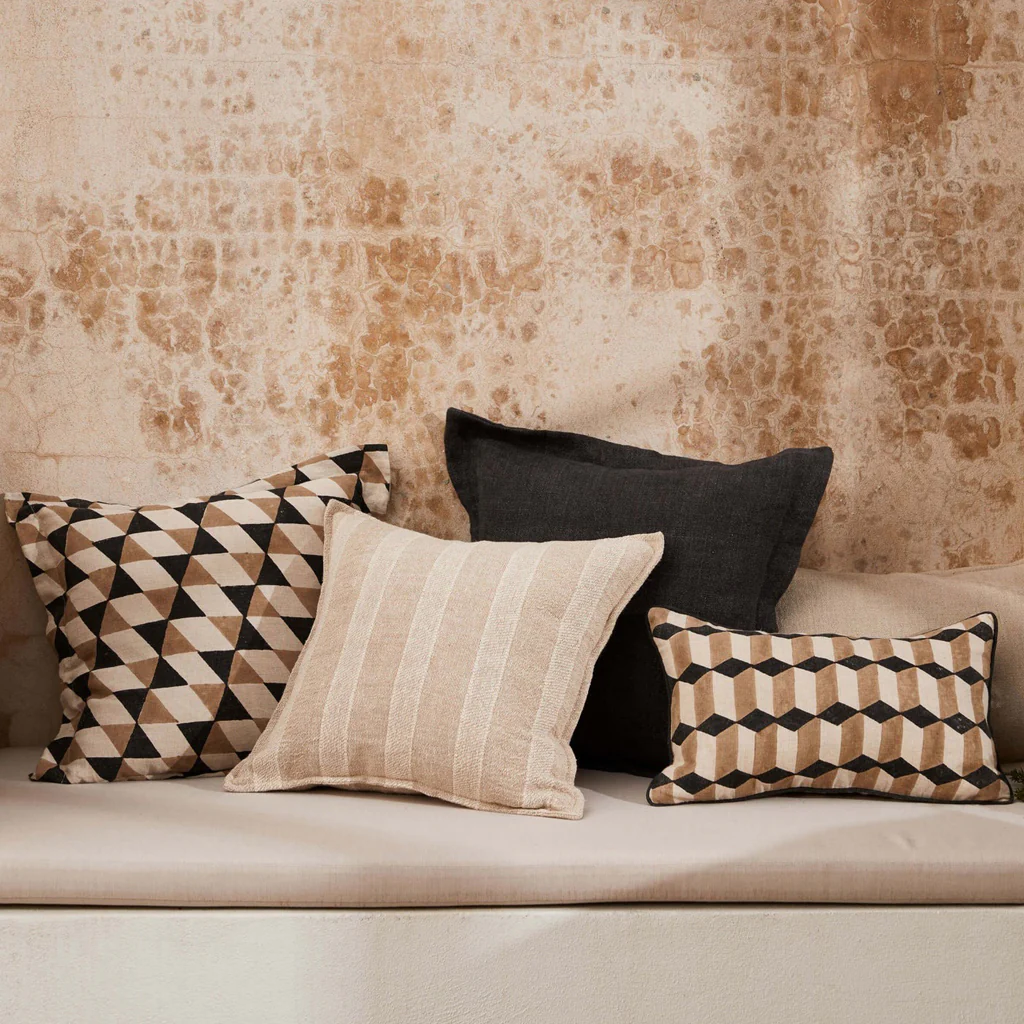 L&M Home Burton Square Linen Cushion Liquorice - Image 3