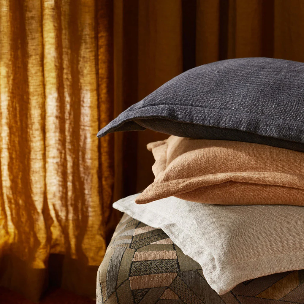 L&M Home Burton Square Linen Cushion Liquorice - Image 4