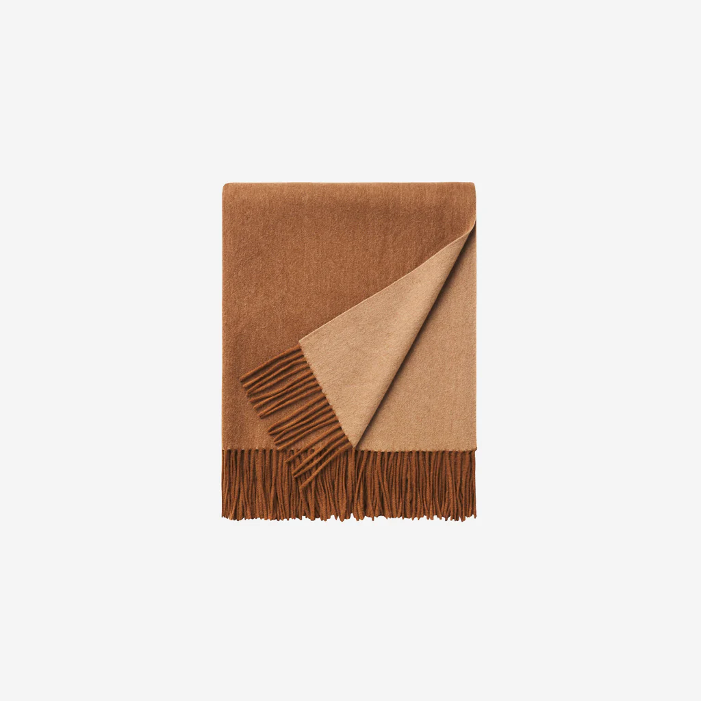 L&M Home Camille Wool Throw Caramel Latte