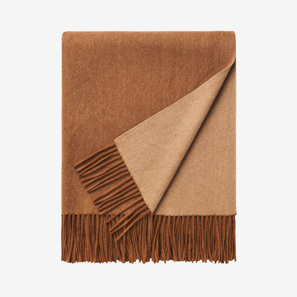 L&M Home Camille Wool Throw Caramel Latte - Image 2