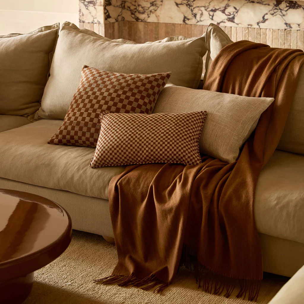 L&M Home Camille Wool Throw Caramel Latte - Image 6